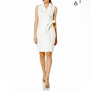 Calvin Klein Women's Sleeveless Moto Dress with Tie Belt